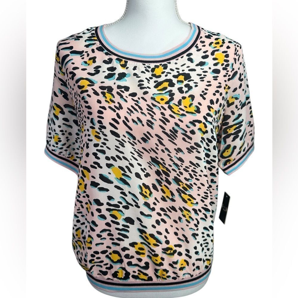 A.Z.I New York Colorful Animal Print Short Sleeve Top Size‎ S
